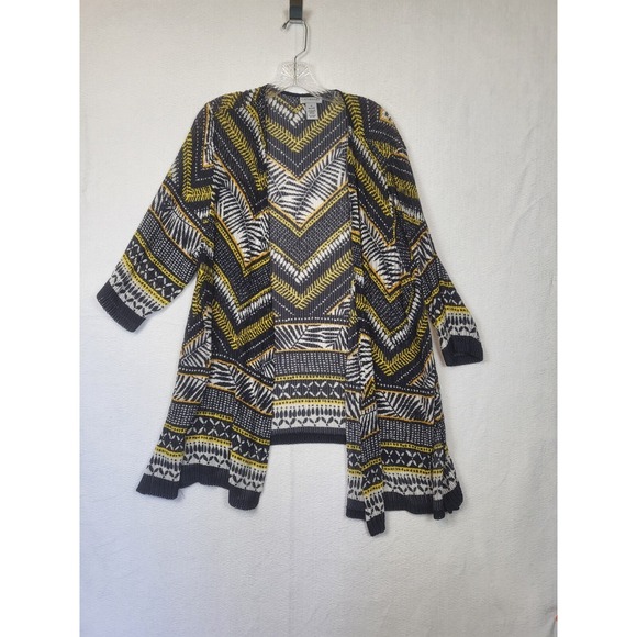 Catherines Sweaters - CATHERINES BLUE YELLOW WHITE CROCHET CARDIGAN SWEATER  3/4 SLEEVE SIZE 1X 18/20W